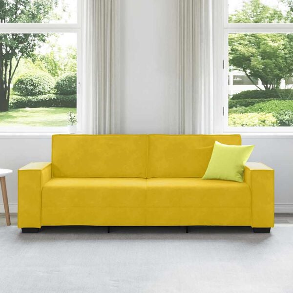 vidaXL Sof&aacute; de 3 lugares 220x78x84 cm veludo amarelo