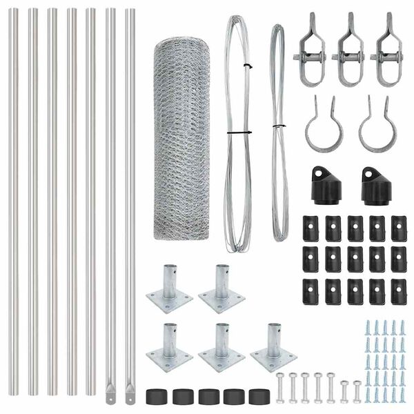 vidaXL Poste de Cerca Prateado 10 x 0,4 m (malha de 25 mm) A&ccedil;o