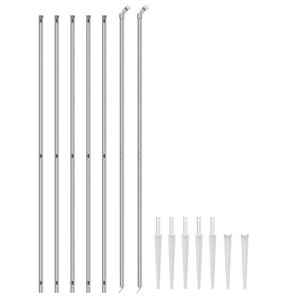 vidaXL Cerca de arame com estacas de fixa&ccedil;&atilde;o 1,6x10 m prateado