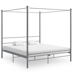 vidaXL Estrutura de cama com dossel 180x200 cm metal cinzento
