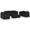vidaXL 9 pcs conjunto lounge de jardim c/ almofad&otilde;es vime PE preto