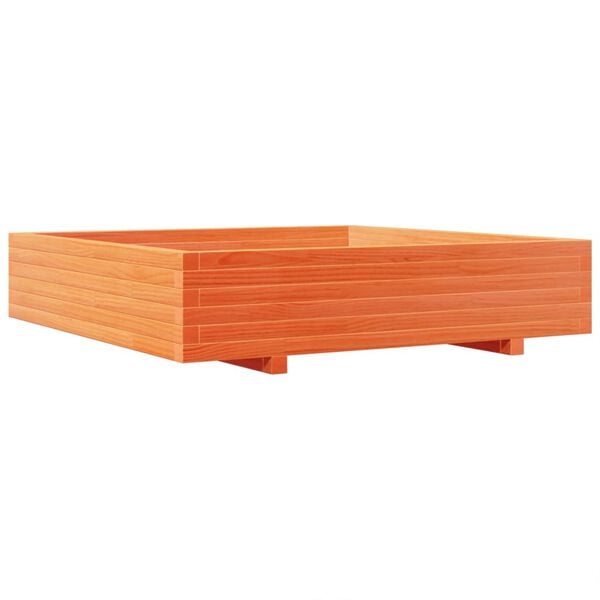 vidaXL Vaso/floreira jardim 110x110x26,5 cm pinho maci&ccedil;o castanho-mel