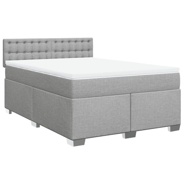 vidaXL Cama com molas/colchão 140x190 cm tecido cinzento-claro