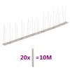 vidaXL Conjunto 20 picos p&aacute;ssaros e pombos 2 filas 10m a&ccedil;o inoxid&aacute;vel