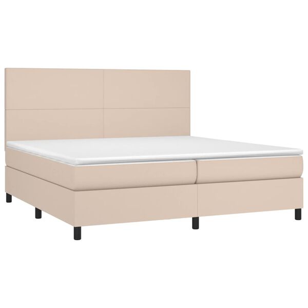 vidaXL Cama com molas/colch&atilde;o 200x200 cm couro artificial cappuccino