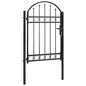 vidaXL Port&atilde;o de cerca ASSEN com topo arqueado em a&ccedil;o, 102x150 cm, preto