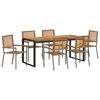 vidaXL Conjunto de Jantar para Jardim 7 unid. Cinza e Marrom vime PE