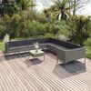 vidaXL 11 pcs conjunto lounge de jardim c/ almofadões vime PE cinzento