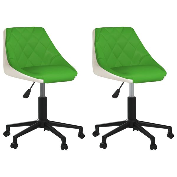 vidaXL Cadeiras jantar girat&oacute;rias 2 pcs couro artificial verde/branco