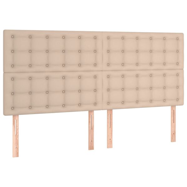 vidaXL Cabeceira Cappuccino 200x5x118/128 cm Couro Sint&eacute;tico