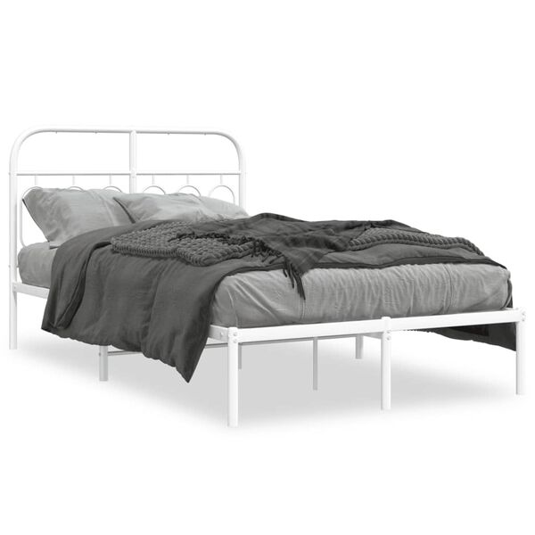 vidaXL Estrutura de cama com cabeceira 120x190 cm metal branco