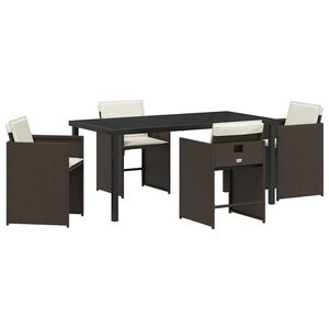 vidaXL Conjunto de Jantar para Jardim 5 pcs Castanho vime PE