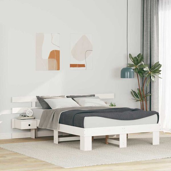 vidaXL Estrutura da Cama com cabeceira Branco 135 x 190 cm