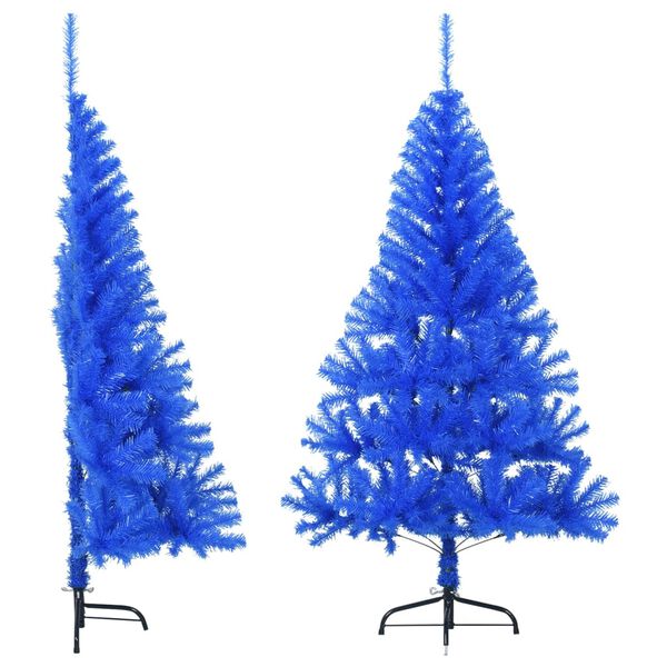 vidaXL Meia &aacute;rvore de Natal artificial com suporte 120 cm PVC azul