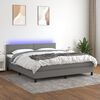 vidaXL Cama box spring c/ colch&atilde;o e LED 160x200 cm tecido cinza-escuro