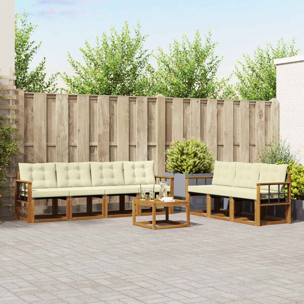 vidaXL Conjunto de Sof&aacute;s para Exterior 8 pcs Natural e Creme