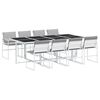 vidaXL 9 pcs conj. de jantar p/ jardim c/ almofad&otilde;es textilene branco
