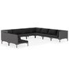 vidaXL 9 pcs conj. lounge jardim c/ almofad&otilde;es vime PE cinzento-escuro