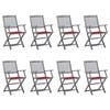 vidaXL Cadeiras de exterior dobr&aacute;veis 8pcs c/ almofad&otilde;es ac&aacute;cia maci&ccedil;a