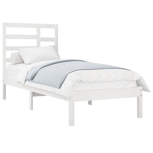 vidaXL Estrutura de cama solteiro 90x190 cm madeira maciça branco