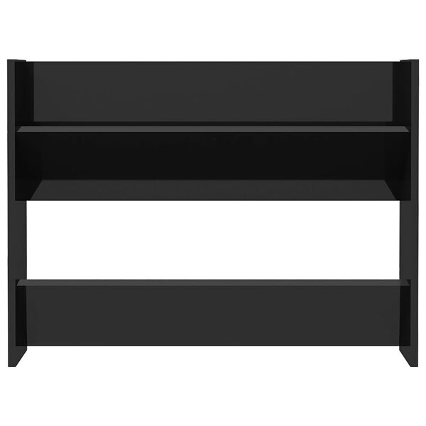 vidaXL Sapateira de parede derivados de madeira preto brilhante