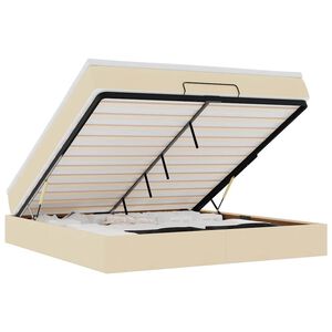 vidaXL Estrutura de cama otomana com creme de colch&atilde;o 180x200cm tecido