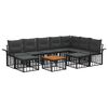 vidaXL Conjunto de Sof&aacute;s para Exterior 10 pcs Preto e Cinza Escuro