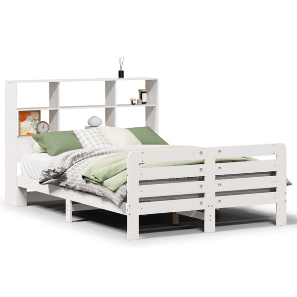 vidaXL Cama sem colch&atilde;o 140x200 cm madeira de pinho maci&ccedil;a branco