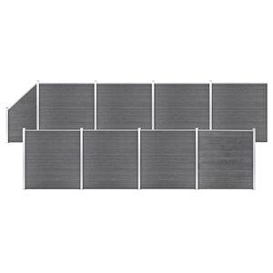 vidaXL Painel veda&ccedil;&atilde;o WPC 8 quadrados/1 inclinado 1484x186 cm cinzento