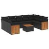 vidaXL 10 pcs conjunto sof&aacute;s de jardim c/ almofad&otilde;es vime PE preto