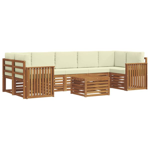 vidaXL Conjunto de Sof&aacute;s para Exterior 8 pcs Natural e Creme