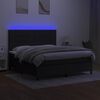 vidaXL Cama box spring c/ colch&atilde;o e LED 160x200 cm tecido preto