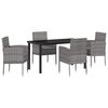 vidaXL Conjunto de Jantar para Jardim 5 pcs Cinzeto vime PE