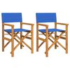 vidaXL Cadeiras de realizador dobr&aacute;veis 2 pcs teca maci&ccedil;a azul