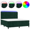 vidaXL Cama box spring c/ colch&atilde;o/LED 160x200 cm veludo verde-escuro