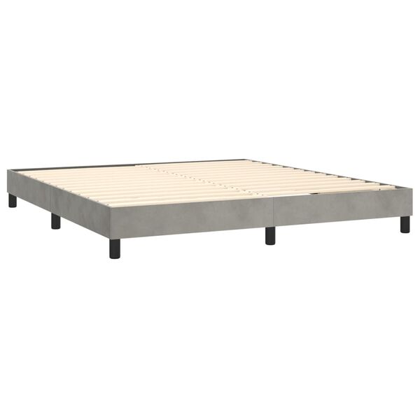 vidaXL Cama com molas/colch&atilde;o 180x200 cm veludo cinzento-claro