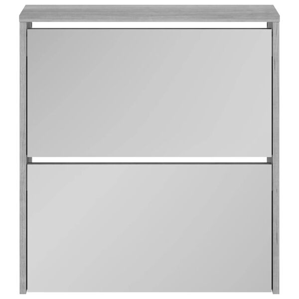 vidaXL Sapateira com espelho 2 divis&oacute;rias 63x17x67 cm cinza sonoma