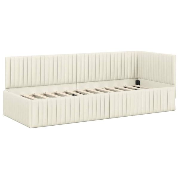 vidaXL Estrutura de Cama de Canto Creme 80 cm x 200 cm Veludo