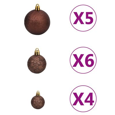 vidaXL Árvore de Natal pré-iluminada fina com bolas 210 cm preto