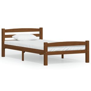 vidaXL Estrutura de cama 90x200 cm pinho maci&ccedil;o castanho mel