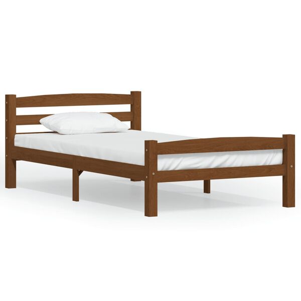 vidaXL Estrutura de cama 90x200 cm pinho maci&ccedil;o castanho mel