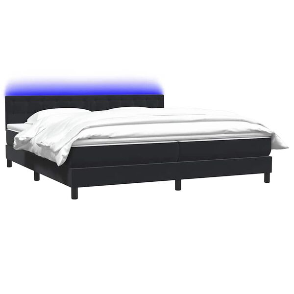 vidaXL Cama box spring c/ colch&atilde;o e LED 200x210 cm veludo preto
