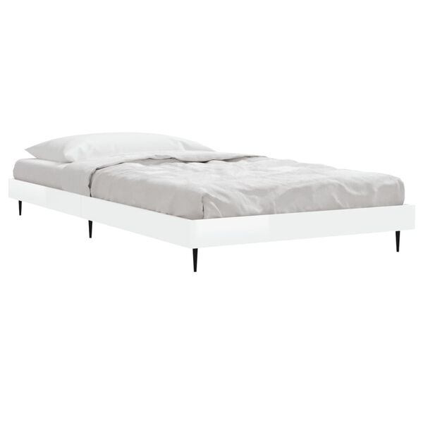 vidaXL Estrutura cama 100x200 cm derivados de madeira branco brilhante