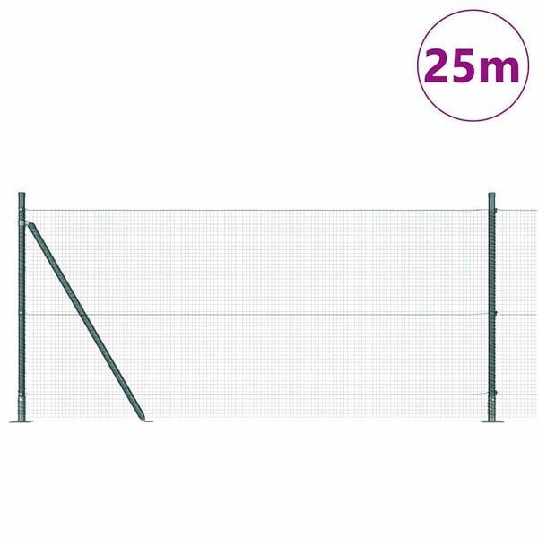 vidaXL Poste de Cerca Verde 25 x 0,8 m (malha 16 x 16 mm) A&ccedil;o e PVC
