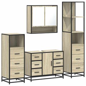 vidaXL 4 pcs conj. m&oacute;veis casa banho derivados madeira carvalho sonoma