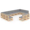 vidaXL 12 pcs conjunto lounge de jardim com almofad&otilde;es pinho maci&ccedil;o