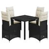 vidaXL 5 pcs conjunto bistr&ocirc; de jardim c/ almofad&otilde;es vime PE preto