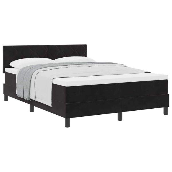 vidaXL Cama Box com colch&atilde;o com cabeceira Preto 140 x 200 cm Veludo