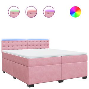 vidaXL Cama com molas/colch&atilde;o 200x200 cm veludo rosa