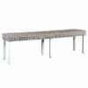 vidaXL Banco 160cm vime Kubu natural e madeira mangueira maci&ccedil;a branco